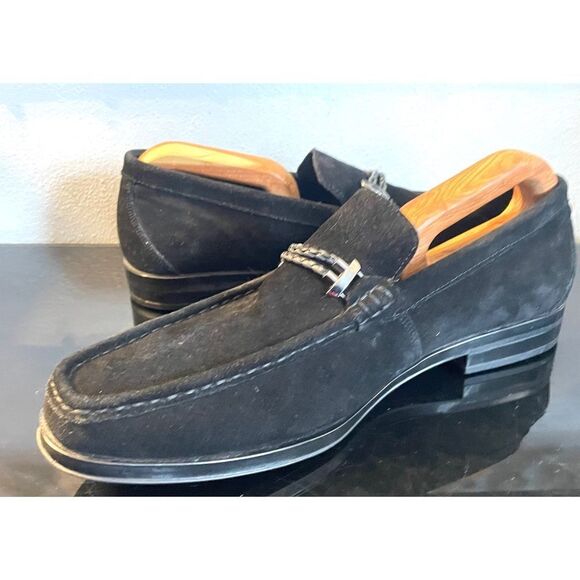 Stacy Adams Nesbit Black Leather Suede Almond Apron Pinch Toe Shoes Size 10.5 M - Picture 7 of 9